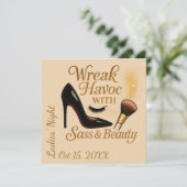 Ladies' Night Sass Wreak Havoc Glam Party Invite Einladung (Stehend Vorderseite)
