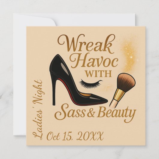 Ladies' Night Sass Wreak Havoc Glam Party Invite Einladung (Vorderseite)