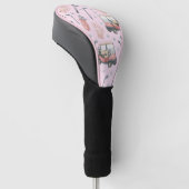 Ladies Pale Pink Golf Cart Pattern  Headcover (angewinkelt)