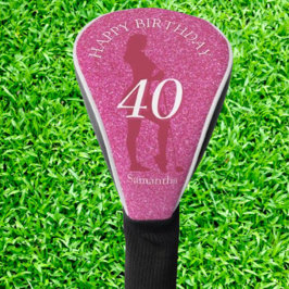 LADIES PINK GLITTER BIG BIRTHDAY GOLF HEADCOVER