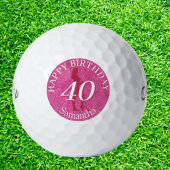 LADIES PINK GLITTER BIG BIRTHDAY GOLFBALL