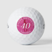 LADIES PINK GLITTER BIG BIRTHDAY GOLFBALL (Vorderseite)
