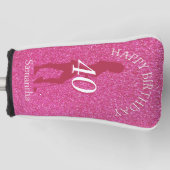 LADIES PINK GLITTER BIRTHDAY GOLF HEADCOVER (Vorderseite)