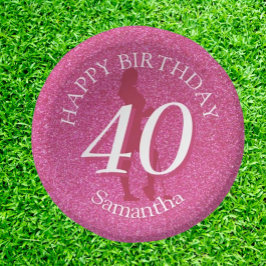 LADIES PINK GLITZER BIG GEBURTSTAG PAPPTELLER