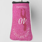 LADIES PINK GLITZER GEBURTSTAG GOLF HEADCOVER (Rotieren 90)