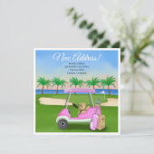 Ladies Pink Golf Cart Moving Boxes Beach Golf Ankündigung (Stehend Vorderseite)