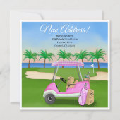 Ladies Pink Golf Cart Moving Boxes Beach Golf Ankündigung (Vorderseite)