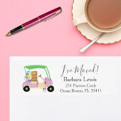 Ladies Pink Golf Cart Moving Boxes Golf Course