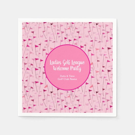 Ladies Pink Golf Flag Paper Napkins Serviette (Vorderseite)