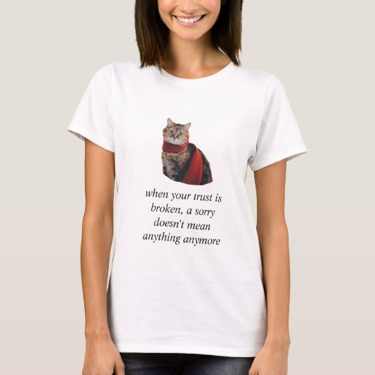 Ladies T-shirt Cat Graphic 3D Print with text (Vorderseite)