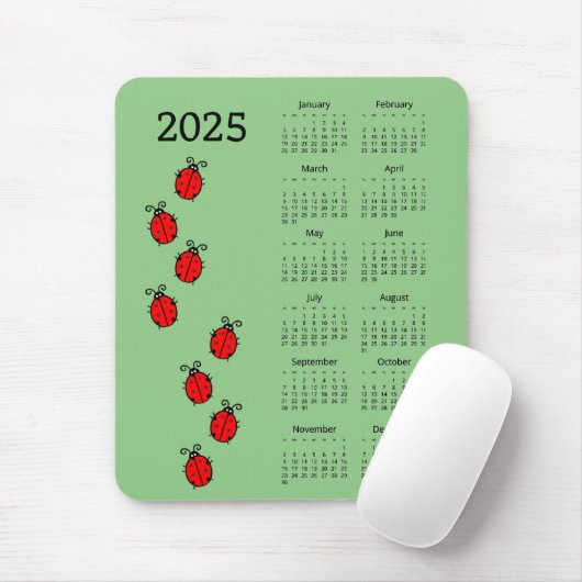 Ladiy Bugs 2025 Calendar Mousepad (Mit Mouse)