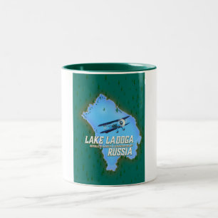 Ladoga - Russisches Reiseplakat Zweifarbige Tasse