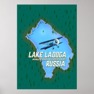 Ladogasee Russische Landkarte Reiseplakat Poster