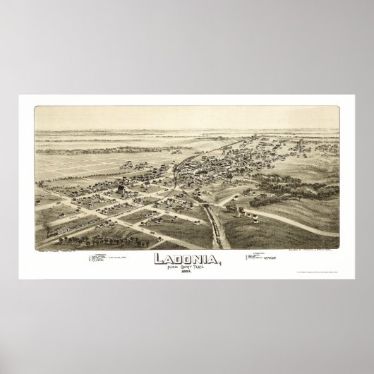 Ladonia, TX Panorama Karte - 1891 Poster (Vorne)