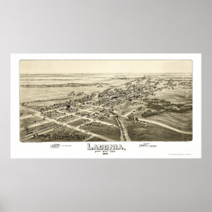 Ladonia, TX panoramische Karte - 1891 Poster