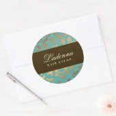 Ladonna Damask Brown Topaz Runder Aufkleber (Umschlag)