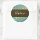 Ladonna Damask Brown Topaz Runder Aufkleber (Tasche)