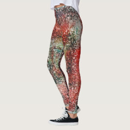 Ladrilho vermelho manchado com tinta spray leggings