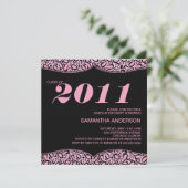 Lädt rosa Druck-Abschluss-Party des Leopard-2011 Einladung (Stehend Vorderseite)