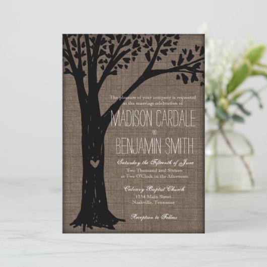 Lädt rustikales Land geschnitzte Einladung (Stehend Vorderseite)