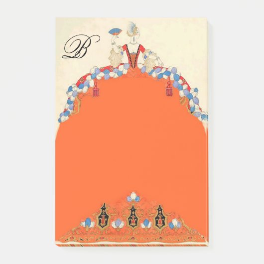 LADUNG IN ORANGE DRESS, FASHION COSTUME MAKEUP ART POST-IT KLEBEZETTEL (Vorderseite)