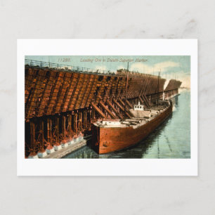 Ladung von Erz im Hafen von Duluth Superior Feiertagspostkarte