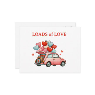 Ladungen Liebe - Vintage Car Heart Balloon Postkar Postkarte
