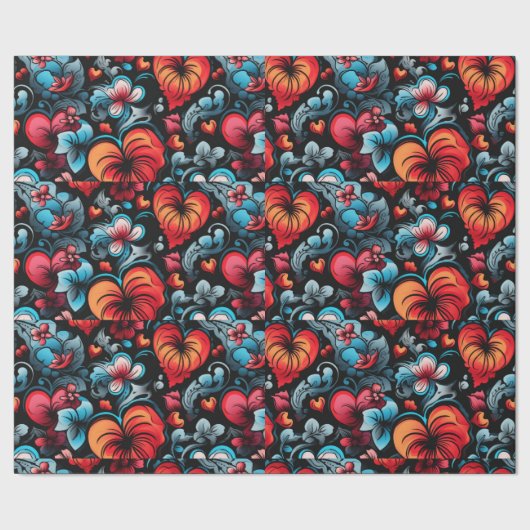 Ladungen Rose Tattoo hört digitales Thema Geschenkpapier (Saum)