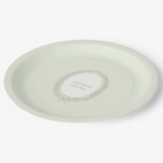 Laduree French Caffee Patisserie Baby Dusche Green Pappteller (Schrägansicht)