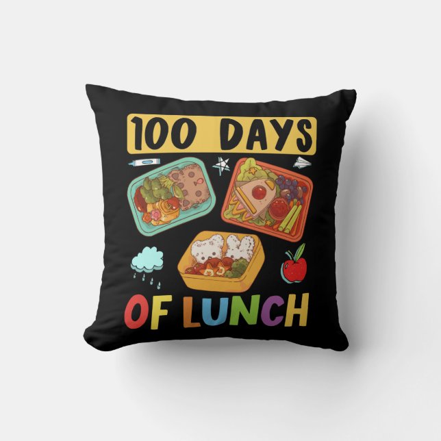 Lady 100 Days of Lunch Lady Mittag Kissen (Vorderseite)
