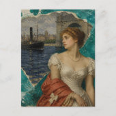 Lady Along the River Mixed Media AI Collage Postkarte (Vorderseite)