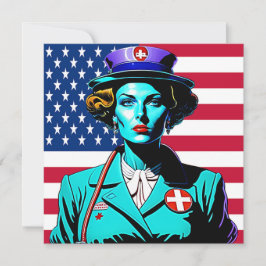 Lady America USA Flag Postcard