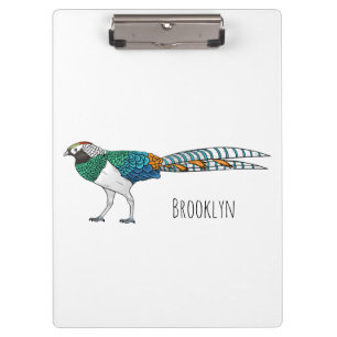 Lady amherst's pheasant bird cartoon illustration  klemmbrett