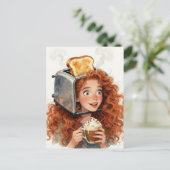 Lady and A Toaster on her head Postkarte (Stehend Vorderseite)