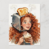 Lady and A Toaster on her head Postkarte (Vorderseite)