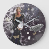 Lady and Crystal Ball Round Clock Große Wanduhr (Vorderseite)