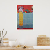 LADY AND FRUITS TABLE SET ART DECO SCHÖNHEIT POSTER (Küche)