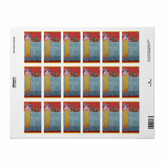 LADY AND FRUITS TABLE SET ART DECO WEDING PLANNER ADRESSAUFKLEBER (Vorne)