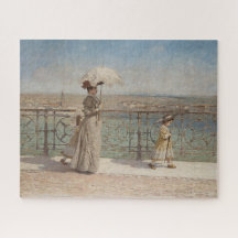 Lady and Girls on Ponte Nuovo Bridge in Verona