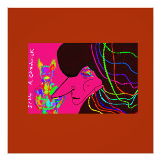 Lady and Her Furry Magical Rainbow Doll Fotodruck