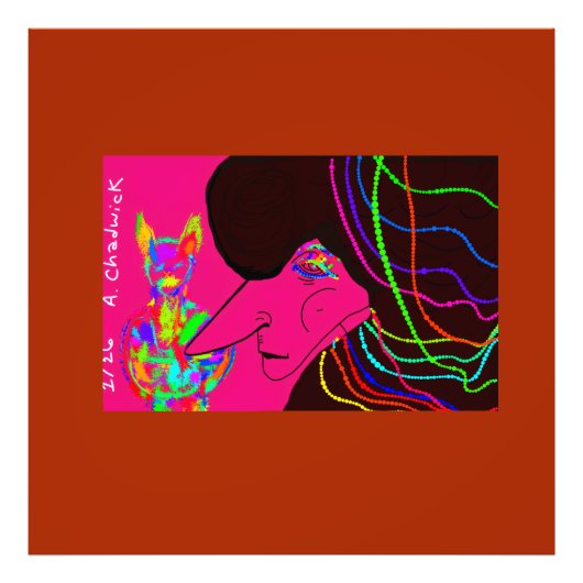 Lady and Her Furry Magical Rainbow Doll Fotodruck (Vorne)