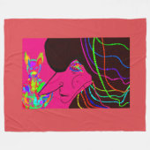 Lady and Her Magical Rainbow Doll  Fleecedecke (Vorderseite (Horizontal))