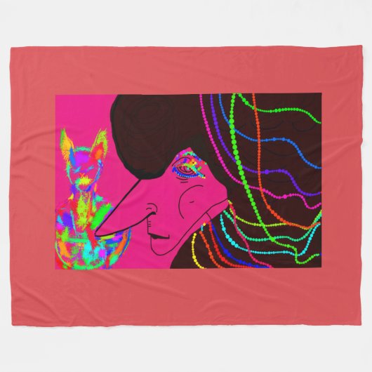 Lady and Her Magical Rainbow Doll  Fleecedecke (Vorderseite (Horizontal))