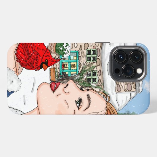 Lady and Kardinal von der englischen Hütte Art iPhone Hülle (Rückseite (Horizontal))