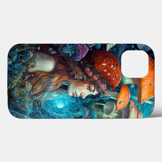 Lady and Mushrooms Surreal Fantasy Art Case-Mate iPhone Hülle (Rückseite (Horizontal))