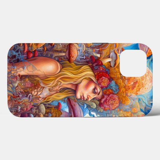 Lady and Mushrooms Surreal Fantasy Art Case-Mate iPhone Hülle (Rückseite (Horizontal))