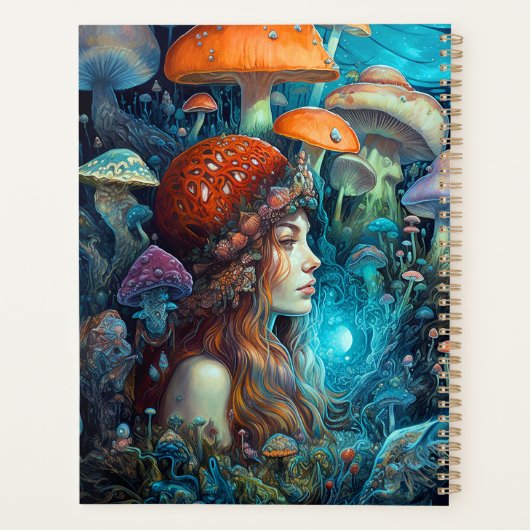 Lady and Mushrooms Surreal Fantasy Art Planner Planer (Rückseite)