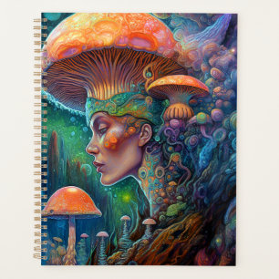 Lady and Mushrooms Surreal Fantasy Art Planner Planer