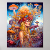 Lady and Mushrooms Surreal Fantasy Art Poster (Vorne)
