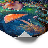 Lady and Mushrooms Surreal Fantasy Art Poster (Ecke)
